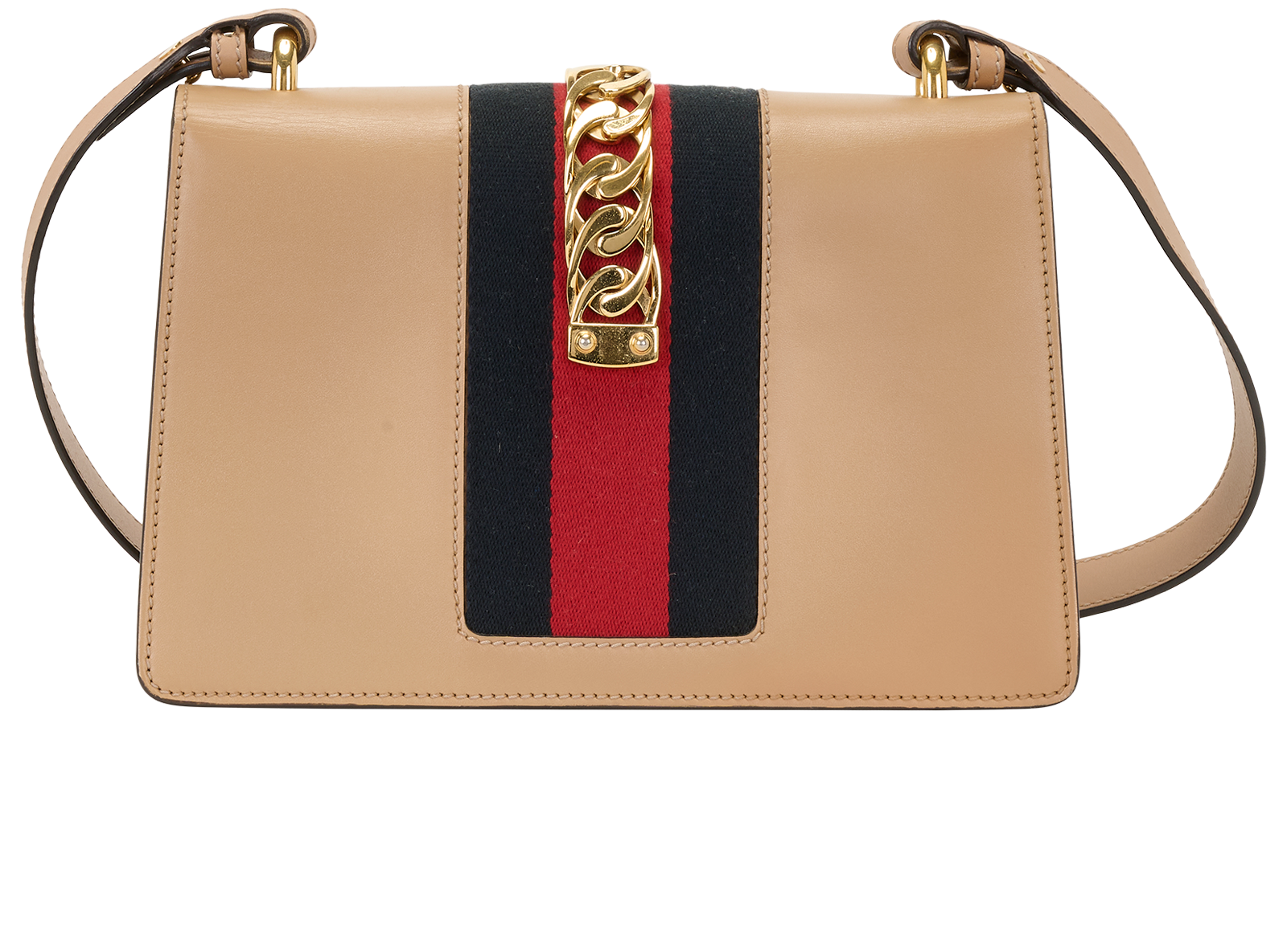 Small Sylvie Shoulder Bag, &pound;795, Handbags, Beige, Leather, Back view